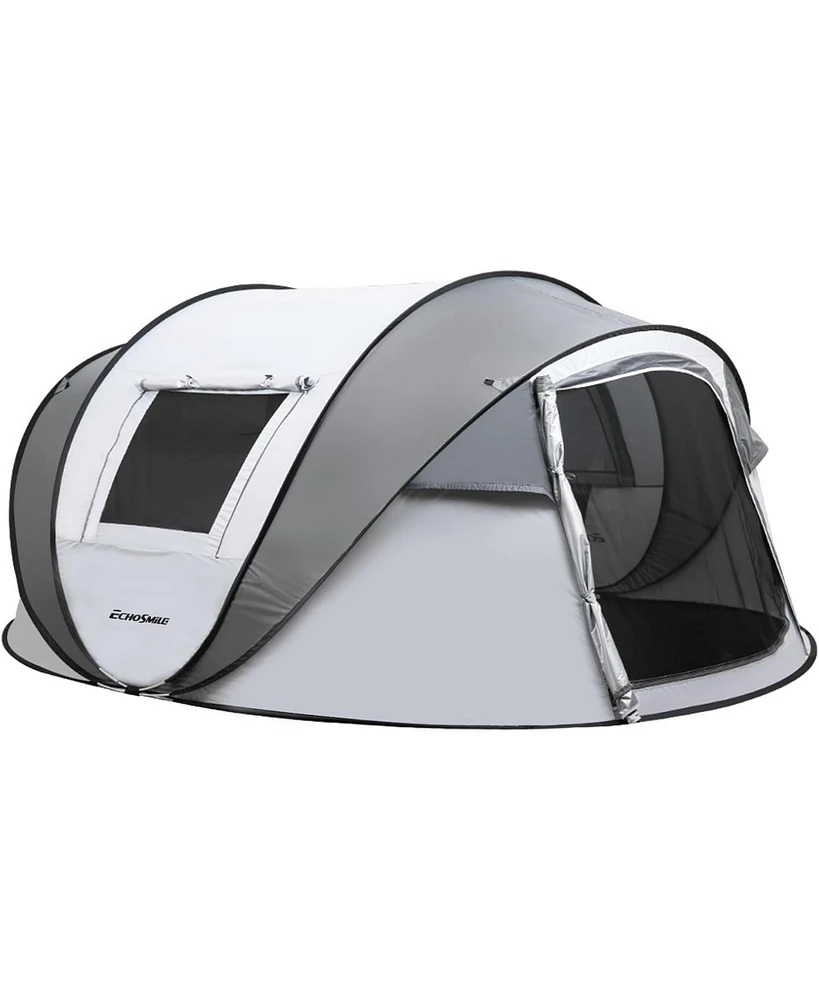 EchoSmile Camping Instant Tent, 6 Person Pop Up Tent, Water Resistant Dome Tent, Easy Setup for Camping Hiking and Outdoor, Portable Tent with Carry B