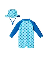 Andy & Evan Baby Boys Beach Theme Swim Romper w/Hat