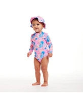 Andy & Evan Baby Girls Floral Print Rashguard w/Hat