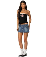 Edikted Women's Enora Embroidered Rose Tube Top