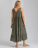 Pietro Brunelli Maternity V-Neck Poplin Waterlily Maxi Dress