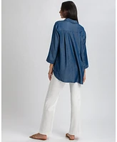 Pietro Brunelli Maternity 3/4 Sleeve Chambray-look Viscose Erica Blouse