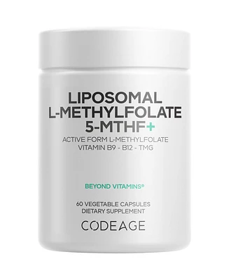 Codeage Liposomal L-Methylfolate 5-mthf+ - Active Vitamin B9, Methylcobalamin B12, Betaine Tmg, B6-2-Month Supply Multivitamins - Liposomal Delivery