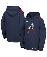 Nike Big Boys and Girls Navy Atlanta Braves Authentic Collection Performance Pullover Hoodie