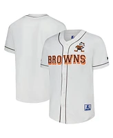 Starter Men's White Cleveland Browns Relay Vintage Full-Button Baseball Jersey