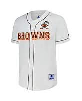 Starter Men's White Cleveland Browns Relay Vintage Full-Button Baseball Jersey