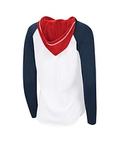 G-iii 4Her by Carl Banks Women's White/Navy Columbus Blue Jackets Vip Raglan Long Sleeve Hoodie T-Shirt