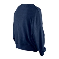 New Era Women's Navy Houston Astros Throwback Boxy Enzyme Wash Fleece Crewneck Pullover Hoodie