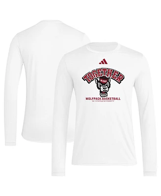 Adidas Men's White Nc State Wolfpack Together On-Court Pregame Long Sleeve T-Shirt