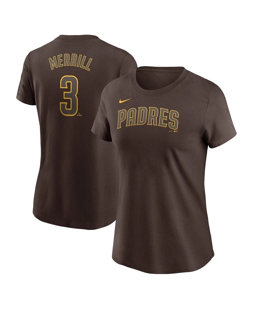Nike Women's Jackson Merrill Brown San Diego Padres Fuse Name Number T-Shirt