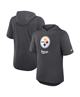 Nike Men's Anthracite Pittsburgh Steelers Tri-Blend Performance Hoodie T-Shirt