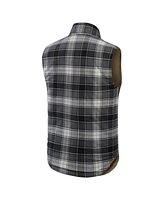 Darius Rucker Collection by Fanatics Men's Tan/Charcoal Seattle Mariners Reversible Canvas Plaid Patch Full-Zip Vest