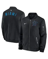 Nike Men's Black Miami Marlins Authentic Collection Dugout Full-Zip Bomber Jacket