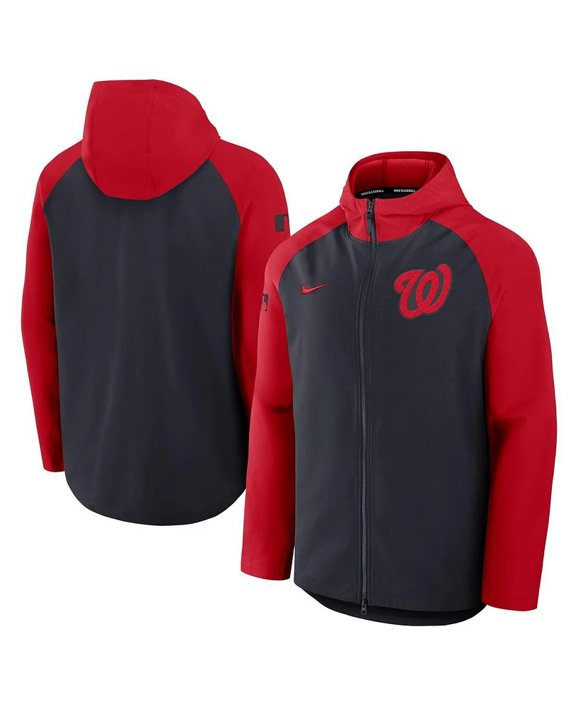 Nike Men's Navy/Red Washington Nationals Authentic Collection Raglan Performance Full-Zip Jacket