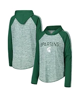 G-iii 4Her by Carl Banks Women's Green Michigan State Spartans Underdog Bling Raglan Long Sleeve Hoodie T-Shirt