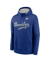 Nike Men's Rush Blue Brooklyn Dodgers Rewind Club Logo Pullover Hoodie