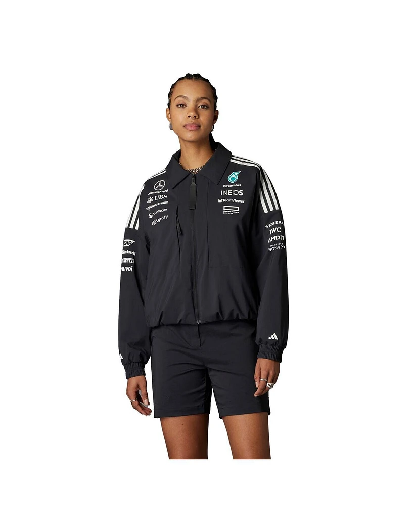 Adidas Women's Black Mercedes-amg Petronas F1 Team Wear Loose Full-Zip Jacket