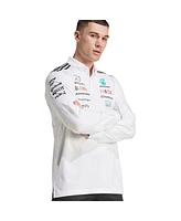 Adidas Men's White Mercedes-amg Petronas F1 Team Wear Long Sleeve Polo Shirt