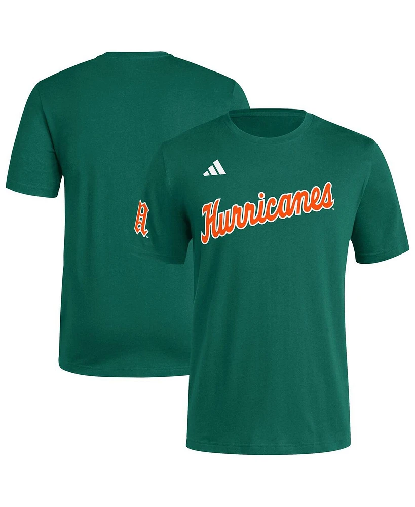 Adidas Men's Green Miami Hurricanes Fresh Wordmark T-Shirt