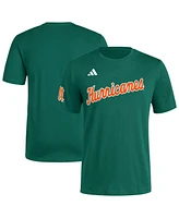 Adidas Men's Green Miami Hurricanes Fresh Wordmark T-Shirt