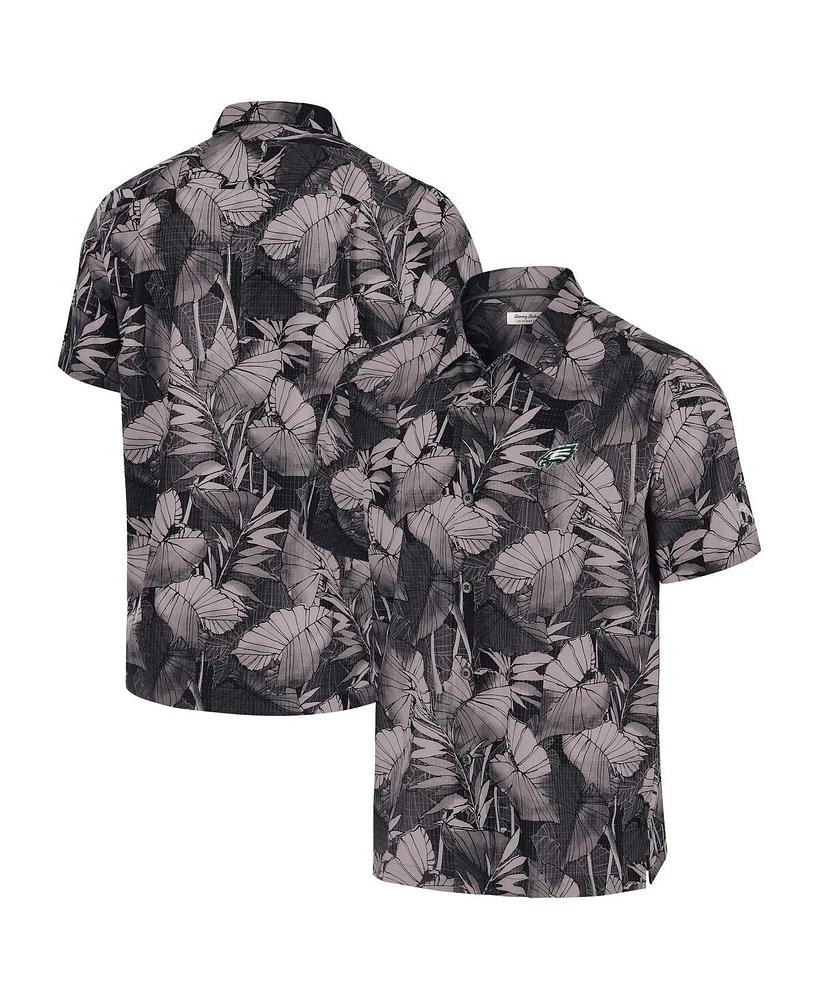 Tommy Bahama Men's Black Philadelphia Eagles Coast Nuevo Fronds Camp Button-Up Shirt