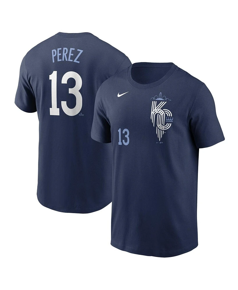 Nike Men's Salvador Perez Navy Kansas City Royals 2024 Connect Fuse Name Number T-Shirt