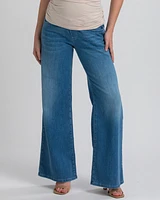 Pietro Brunelli Maternity High-Waist Elastic Band Wide-Leg Jeans