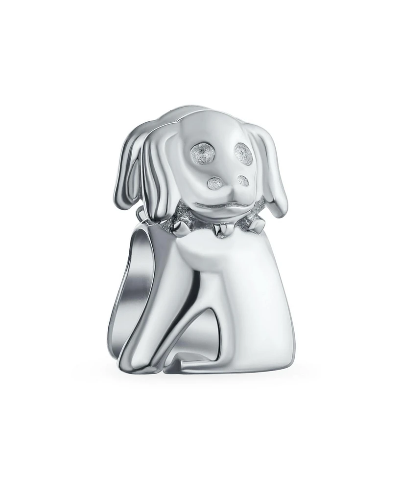 Bling Jewelry Puppy Pet Animal Lover Sitting Dog Charm Bead .925 Sterling Silver