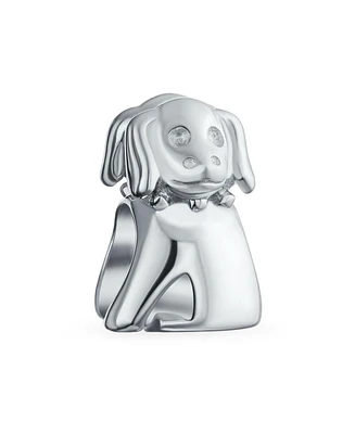 Bling Jewelry Puppy Pet Animal Lover Sitting Dog Charm Bead .925 Sterling Silver