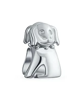 Bling Jewelry Puppy Pet Animal Lover Sitting Dog Charm Bead .925 Sterling Silver