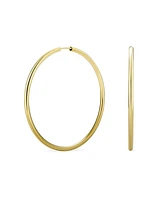 Bling Jewelry Timeless Minimalist Endless Continuous Lightweight Simple Thin 3MM Tube Hoop Earrings Yellow Gold Plated Brasss Finish 2 Inch Diameter