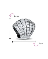 Bling Jewelry Nautical Tropical Vacation Beach Clam Shell Charm Bead Oxidized .925 Sterling Silver
