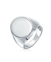 Bling Jewelry Large Basic Simple .925 Sterling Silver Oval Signet Ring Shiny Finish