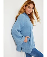 June + Vie Plus Cotton Denim Blouse