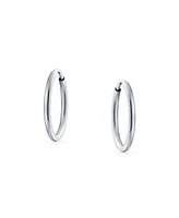 Bling Jewelry Thin Minimalist Hoop Huggie Earrings Sterling Silver Various Sizes