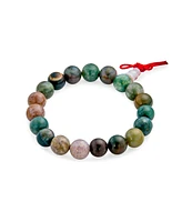 Bling Jewelry Mala Brown Earth Stone Multi Color Round Jasper Bead Strand Stretch Bracelet 10MM