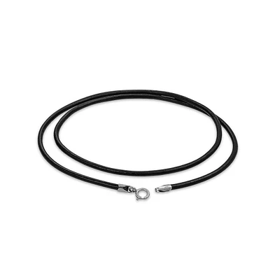 Bling Jewelry Black Leather Cord Necklace Silver Plated Clasp