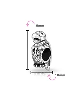 Bling Jewelry Polly Tropical Bird Parrot Charm Bead Oxidized .925 Sterling Silver