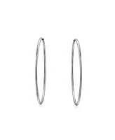 Bling Jewelry Thin Minimalist Hoop Huggie Earrings Sterling Silver Various Sizes