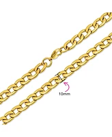 Bling Jewelry Heavy Duty Biker Jewelry Solid Curb Link Chain Necklace Gold Tone Stainless Steel 30 Inch 8MM