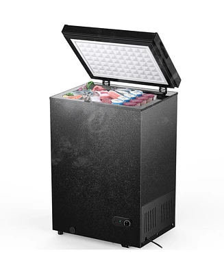 Cowsar 3.5 Cu.Ft Chest Freezer with Removable Basket and Bottom Defrost Water Drain Freestanding Top Open Door, Deep Freezer, Mini Freezer with Adjust