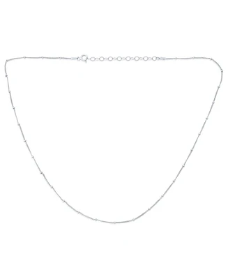 Bling Jewelry Thin Minimalist 1.5MM Sterling Silver Celestial Curb Link with Tiny Stationary Ball Saturn Chain Necklace