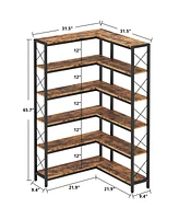 6-Tier Corner Shelf, Industrial Display Bookshelf