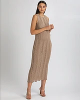 Pietro Brunelli Maternity Sleeveless Crochet Knit Fitted Maxi Hibiscus Dress