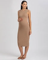 Pietro Brunelli Maternity Sleeveless Fitted Rib Knit Iris Dress