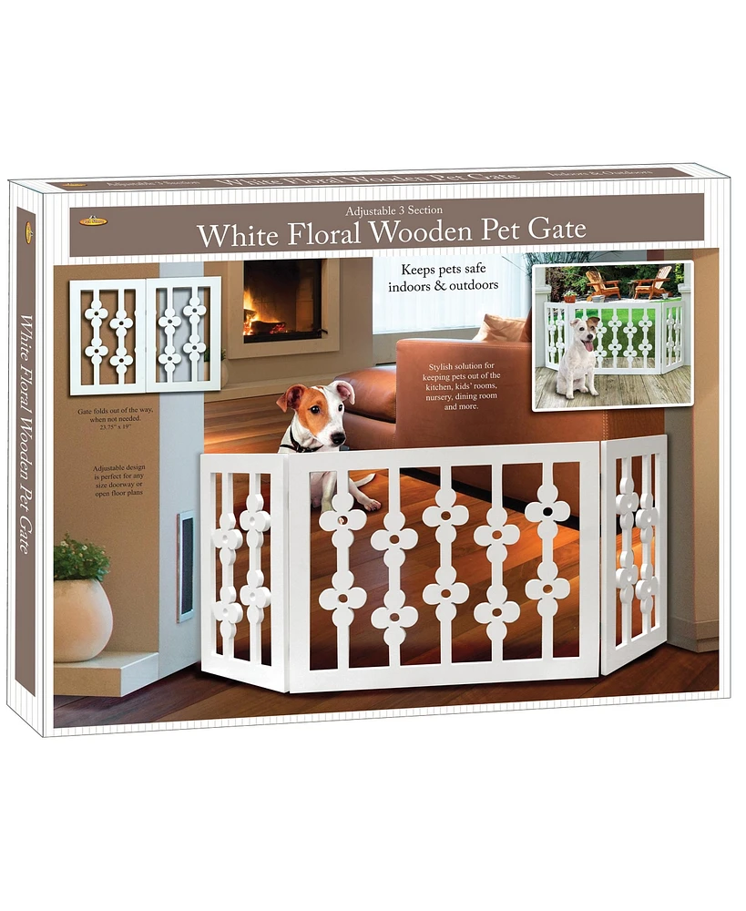 Etna Products Wooden Pet Gate: White Floral