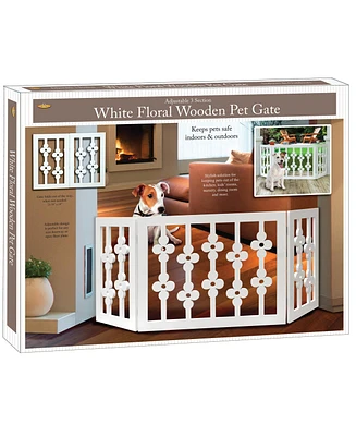Etna Products Wooden Pet Gate: White Floral