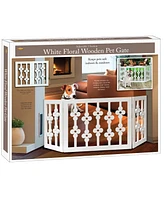 Etna Products Wooden Pet Gate: White Floral