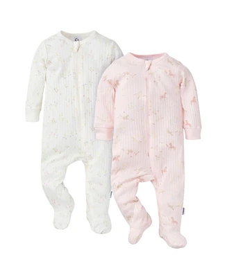 Gerber Baby Girls 2-Pack Sleep 'N Plays, Ponies, 0-3 Months