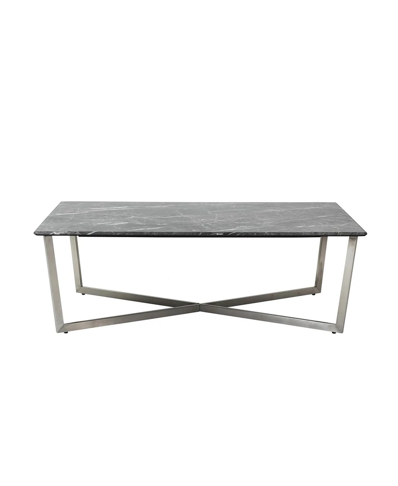 Faux Marble Rectangular Coffee Table for Modern Living Room Decor